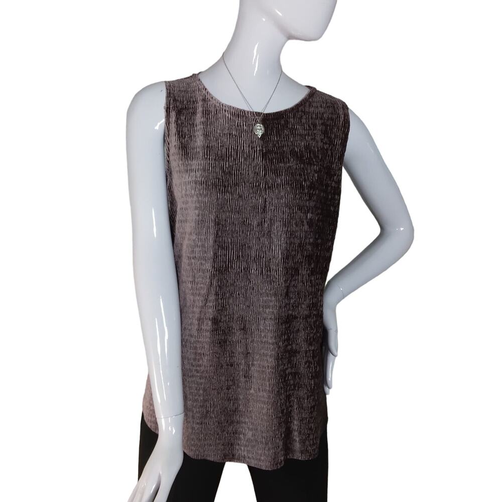 Fourteenth Place Blouse Crinkle Brown Sleeveless Size Large NWT Formal Office